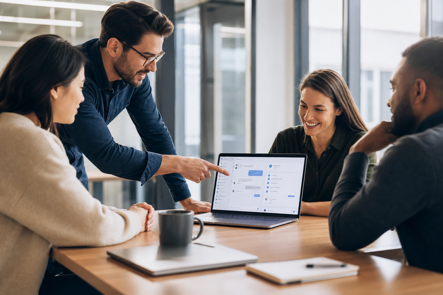 Product team workshopping conversational AI and customer workflows