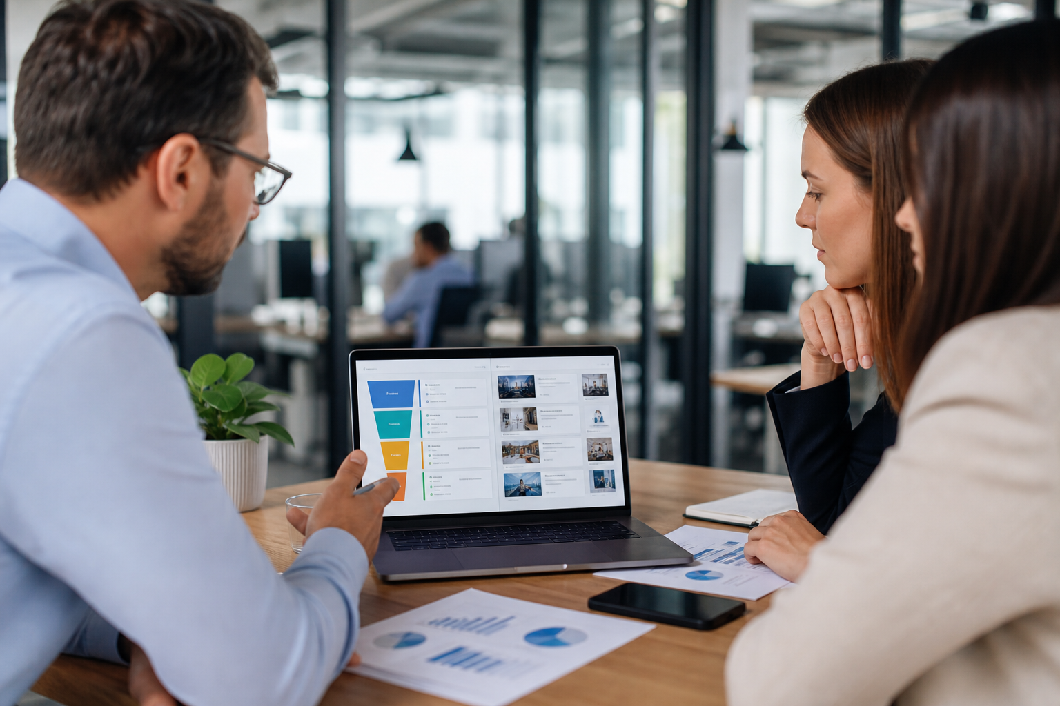 Business user managing CRM-style orders, customers, and analytics
